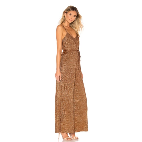 NEW House of Harlow Revolve Karel Jumpsuit Bronze Metallic Sleeveless K63 - Picture 2 of 11
